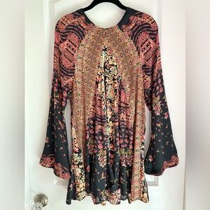 Free People Stevie Printed Tunic Black Combo Size M, NWT